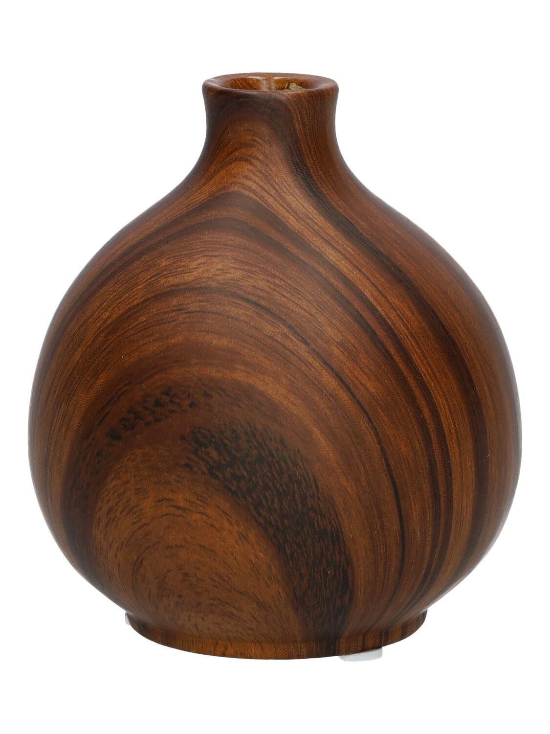 INNA-Glas Dekovase Flaschenvase MARILLA, in Holzoptik, Dolomit, braun, 10,3cm, Ø9,3cm
