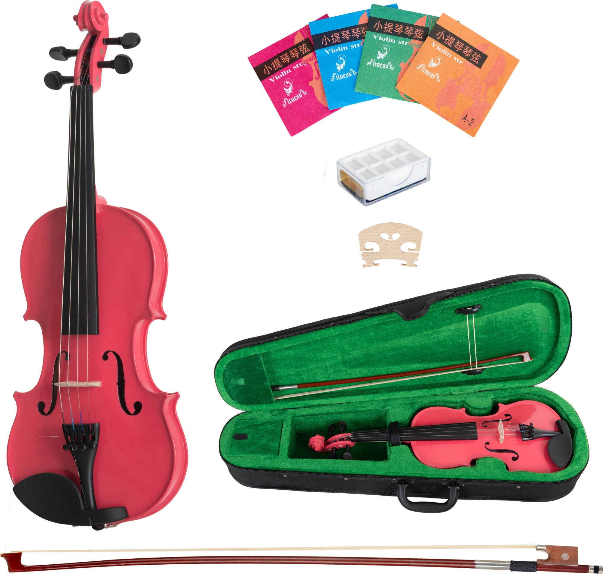 Classic Cantabile Violine VP-100PK 1/2 Violinenset Pink - Klassisches Design - Moderne Optik, Komplettset, Einsteiger/Schülerinstrument, inkl. Bogen, Koffer, Kolophonium und Ersatzsaiten