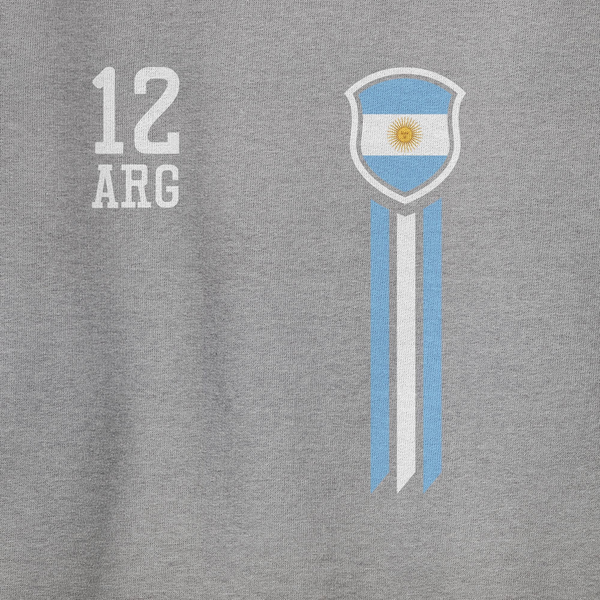 EM 2 Grau Shirtracer meliert (1-tlg) Fussball Sweatshirt Argentinien Mann 2024 Fanshirt 12.
