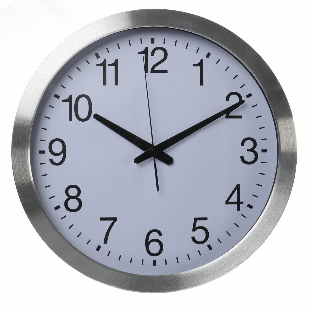 Wanduhr Perel Funkwanduhr, DCF77, rund, analog, 40 cm, Aluminium, Silber