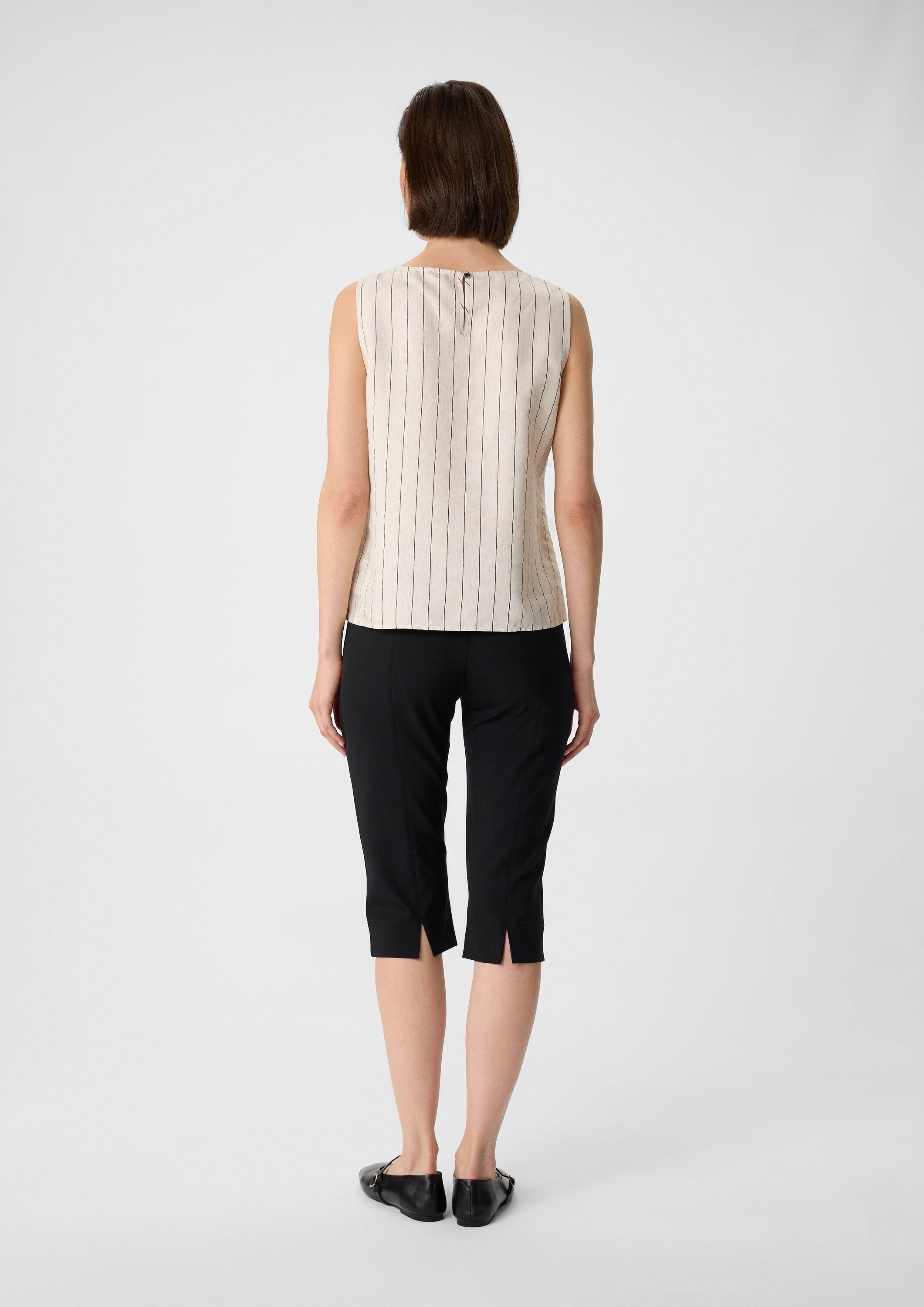 comma Blusentop Bluse Top aus Leinenmix mit Nadelstreifen