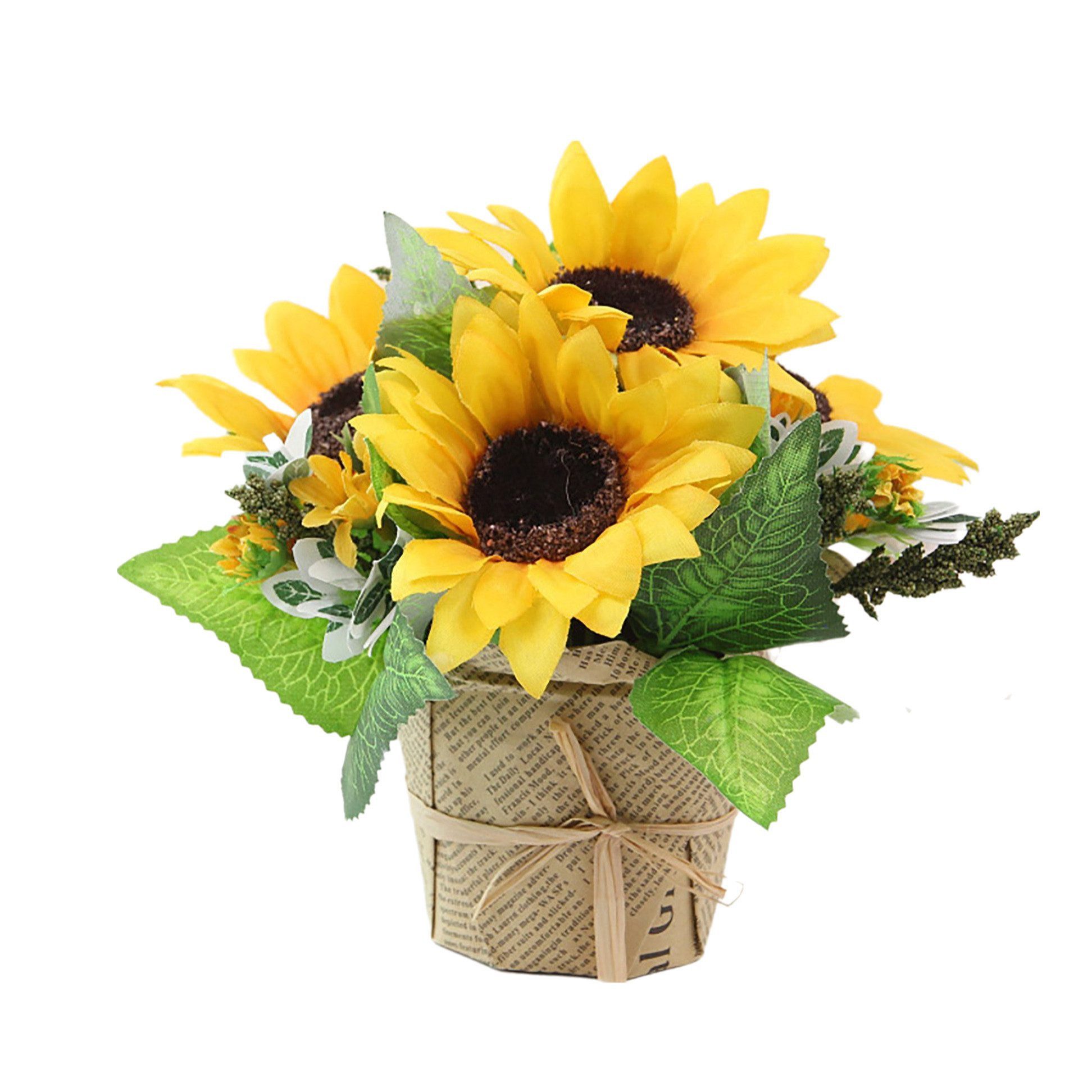 Kunstblumenstrauß Simulierte Blumen, Sonnenblumen Topfpflanzen, Geschenk günstig online kaufen