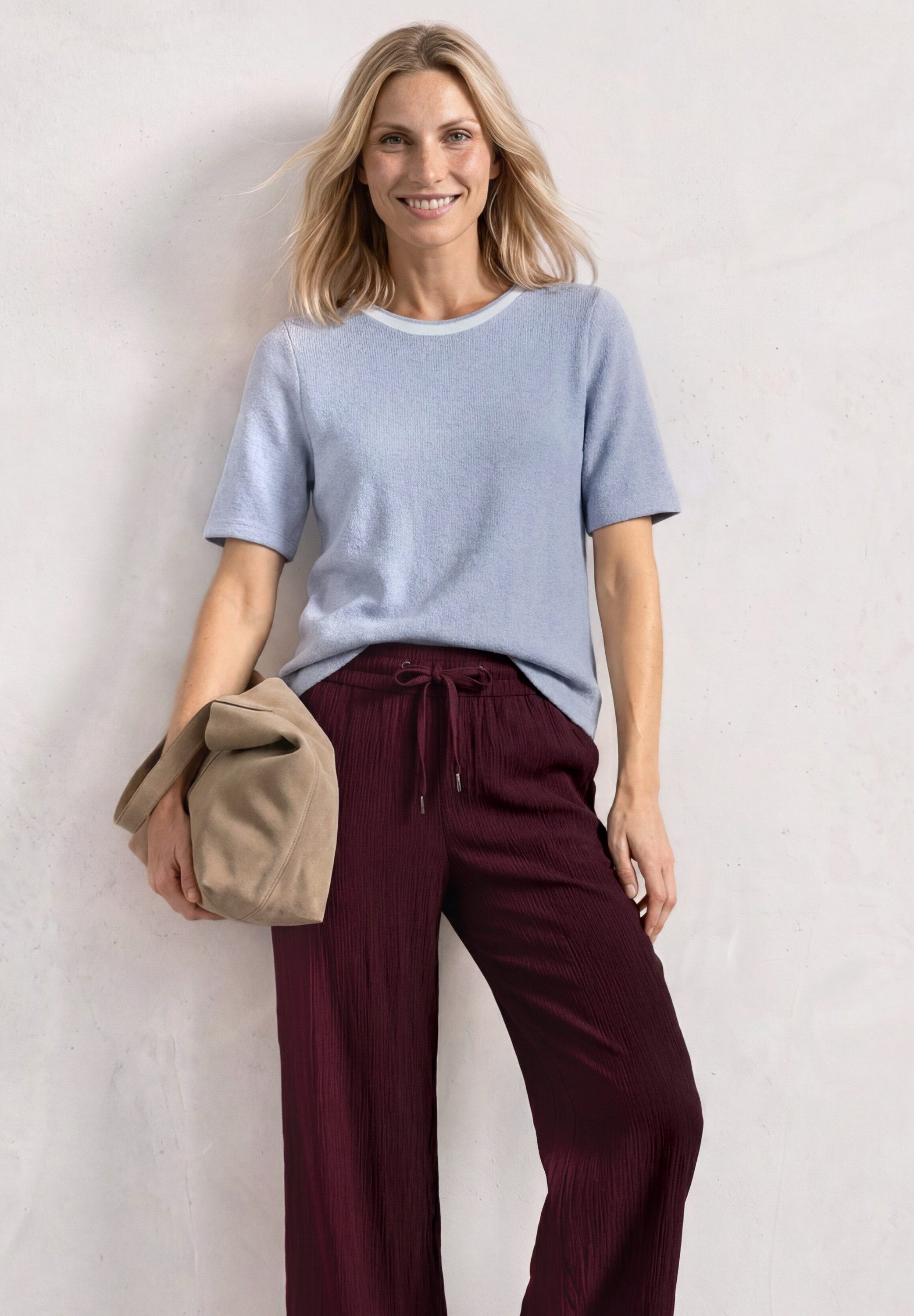 STREET ONE Kurzarmshirt Kurzarm Sommershirt im Strick-Look mit Rundhals