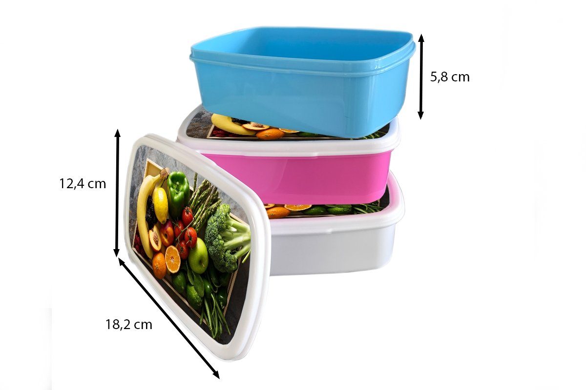 MuchoWow Lunchbox - Brotbox Kunststoff Mädchen, (2-tlg), Regenbogen, für Kunststoff, Kiste Obst rosa Erwachsene, Kinder, - Snackbox, Brotdose