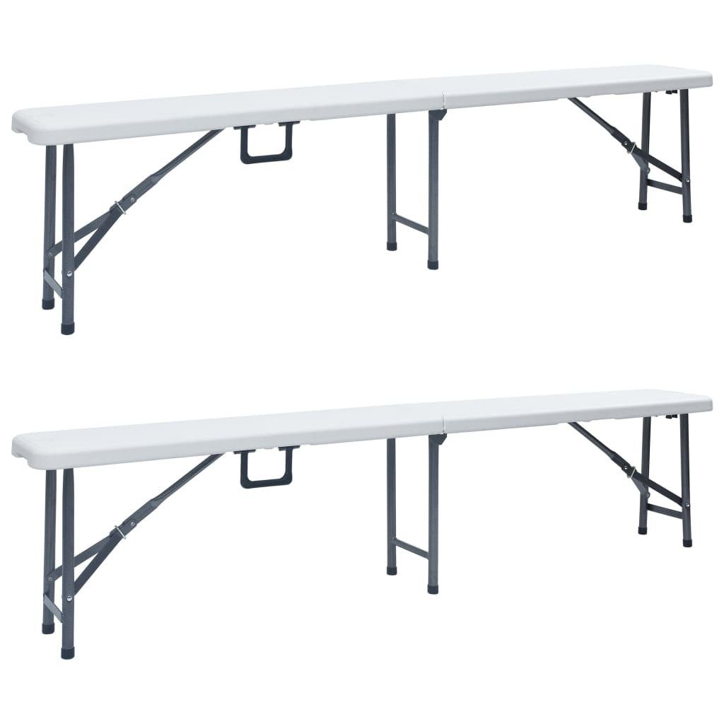 furnicato Gartenbank Klappbare Gartenbänke 2 Stk. 180 cm HDPE Weiß