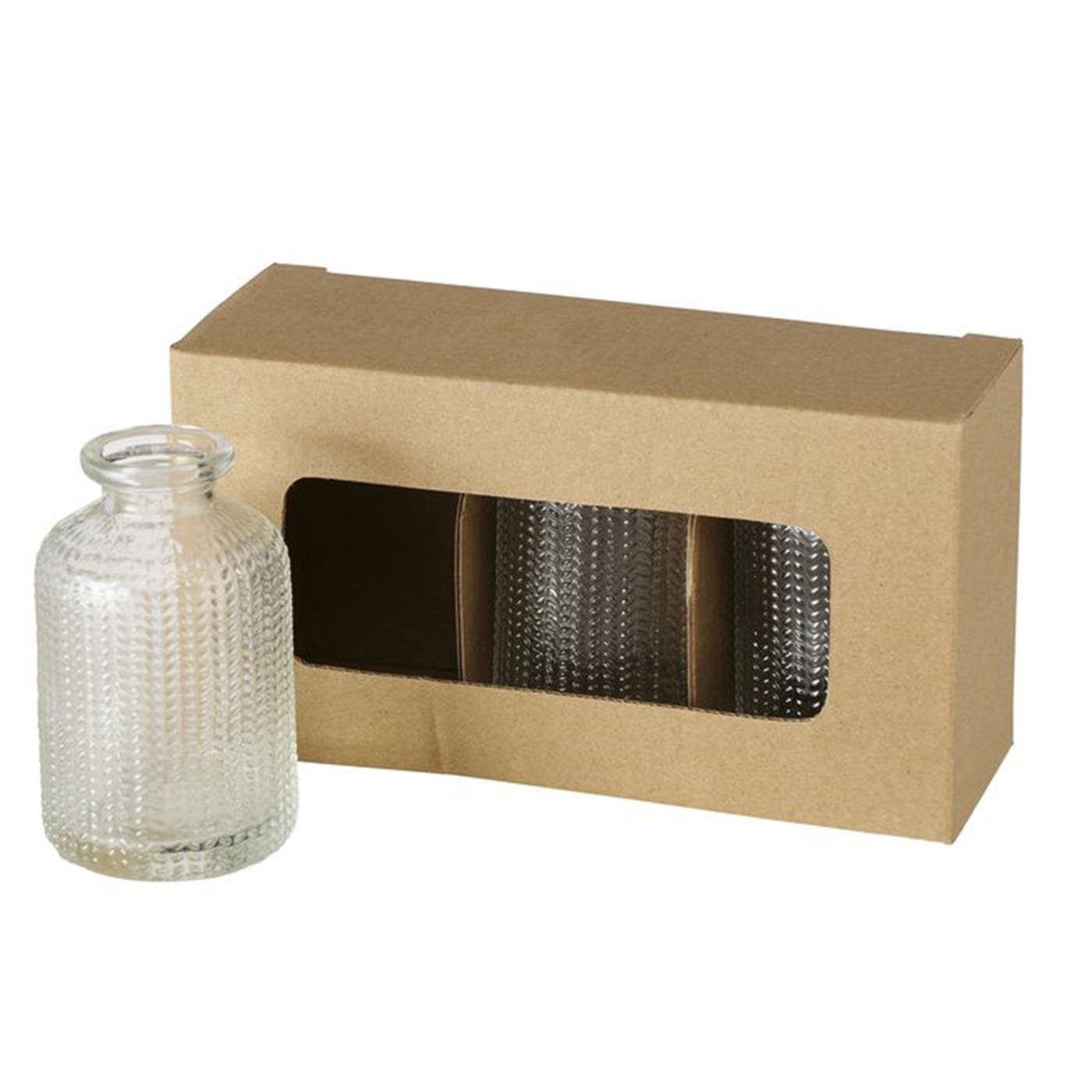BOLTZE Dekovase Dekovase im 6er Set aus Glas mit Relief Optik - Transparent