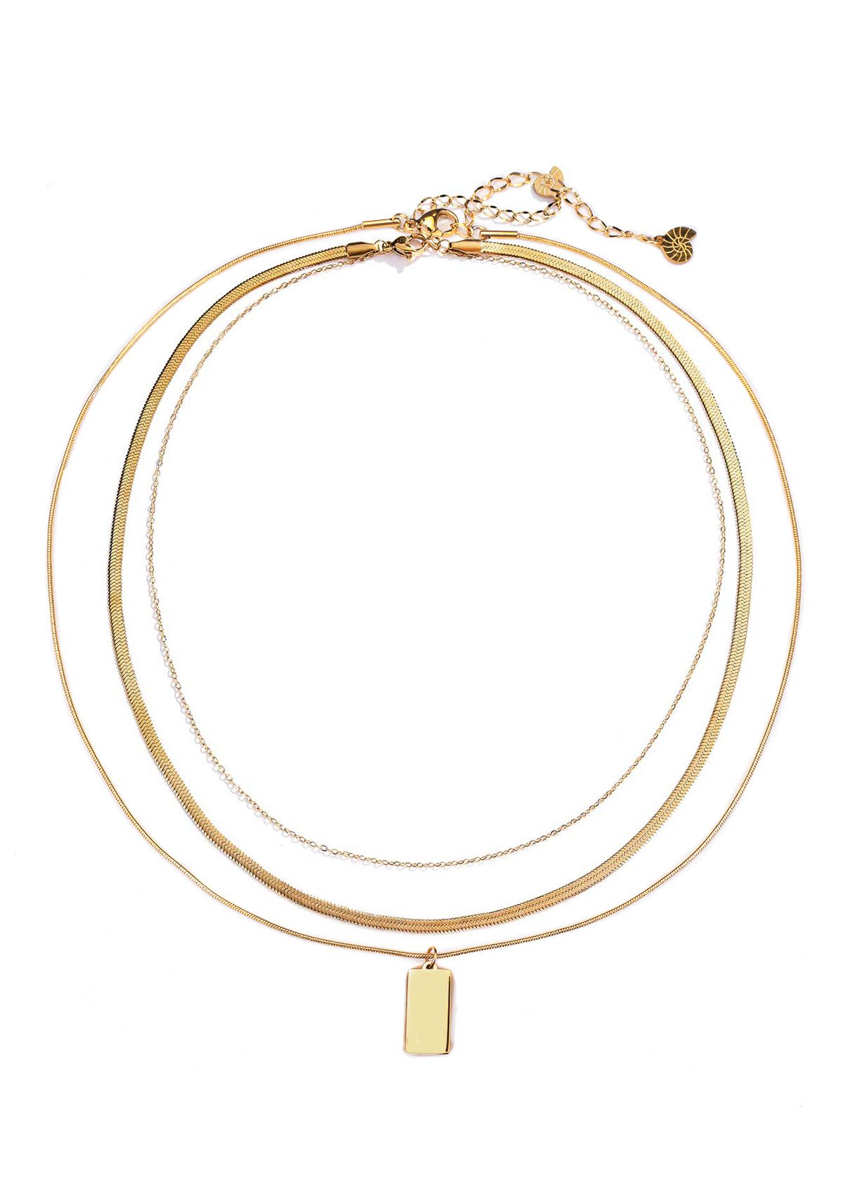 Hey Happiness Collier-Set Layer Geo Schlangenketten, Edelstahl 18K Roségold günstig online kaufen
