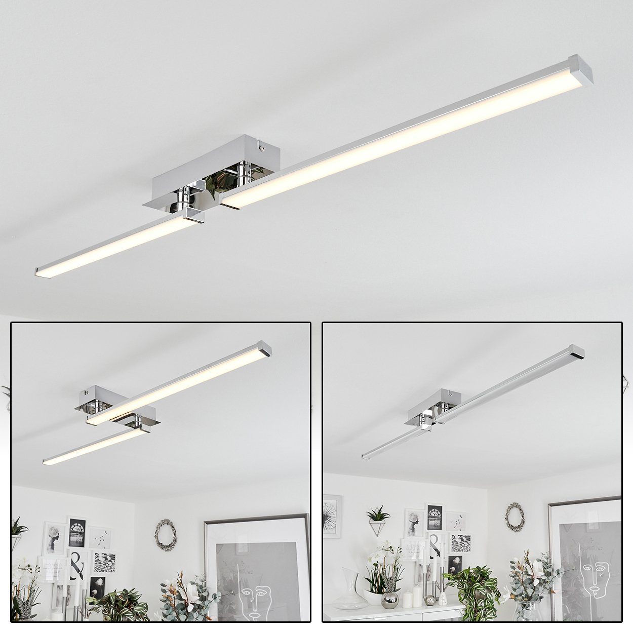 hofstein Deckenleuchte »Bastiglia« Deckenlampe aus Metall/Kunststoff in Chromfarben/Weiß, 3000 Kelvin, Leuchte mit verstellbaren Elementen, 1xLED 12 Watt, 1000 Lumen