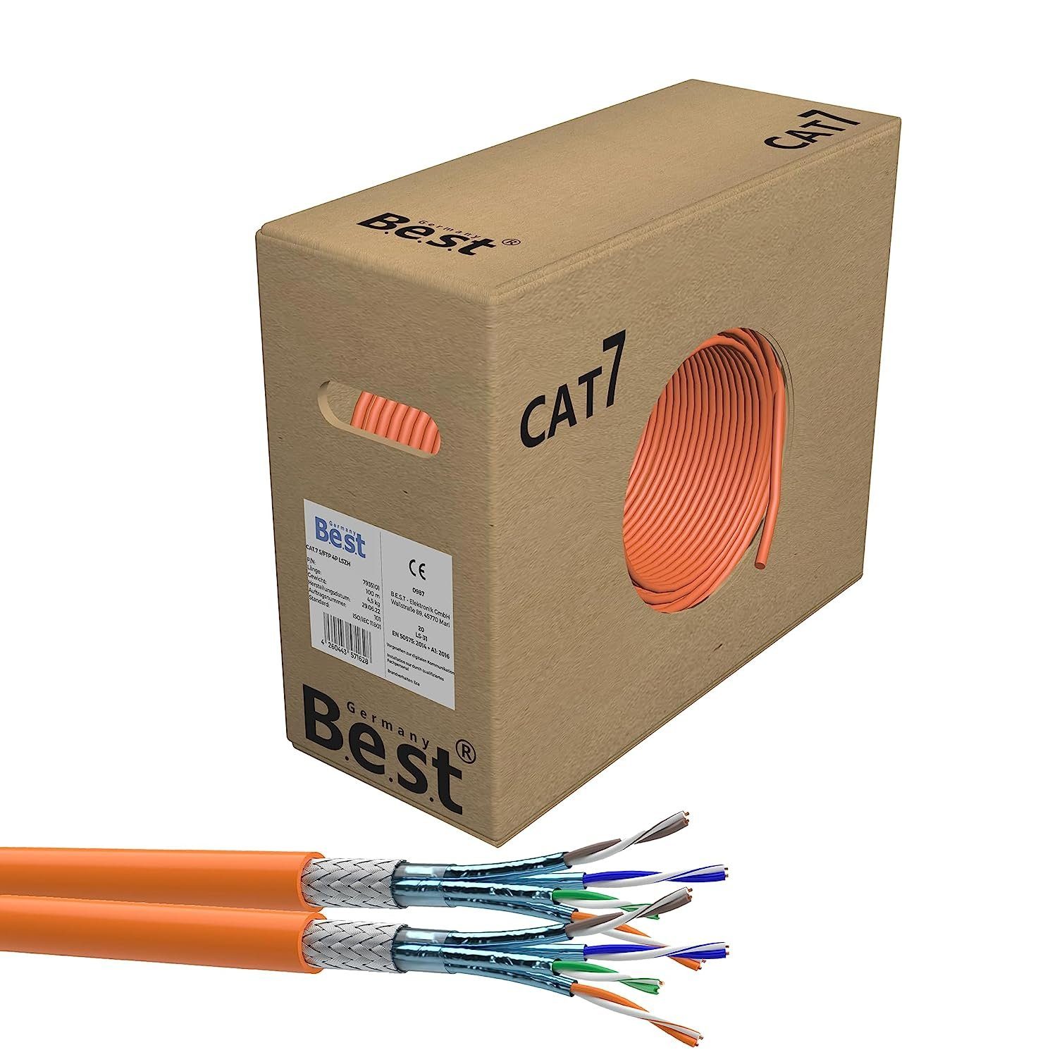 B.E.S.T. Germany CAT 7 Verlegekabel Duplex Gigabit Netzwerk Kupfer LAN 1000Mhz S/FTP Netzwerkkabel, (5000 cm), 50m
