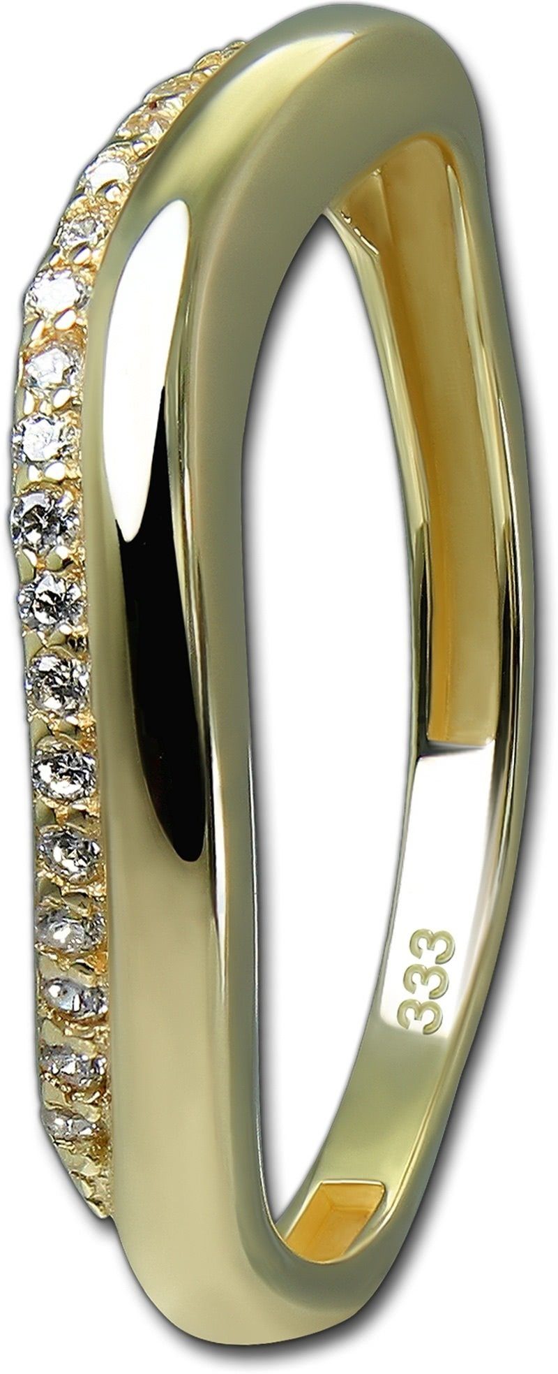 Ring Ring Damen Goldring Gelbgold Echtgold, Welle (Fingerring), Welle Gold Gr.54 gold, GoldDream weiß GoldDream 333er