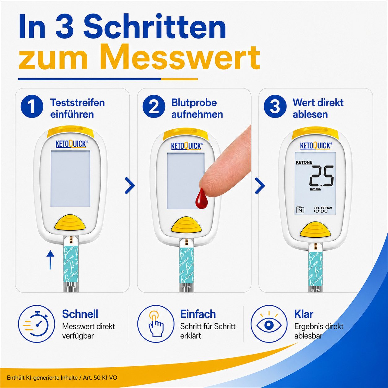 KetoQuick Keton-Messgerät Starterset mit 10 Teststreifen, Kombiset, Ideal für Keto-Ernährung, Fitness, Low Carb – Bild 5 von 5