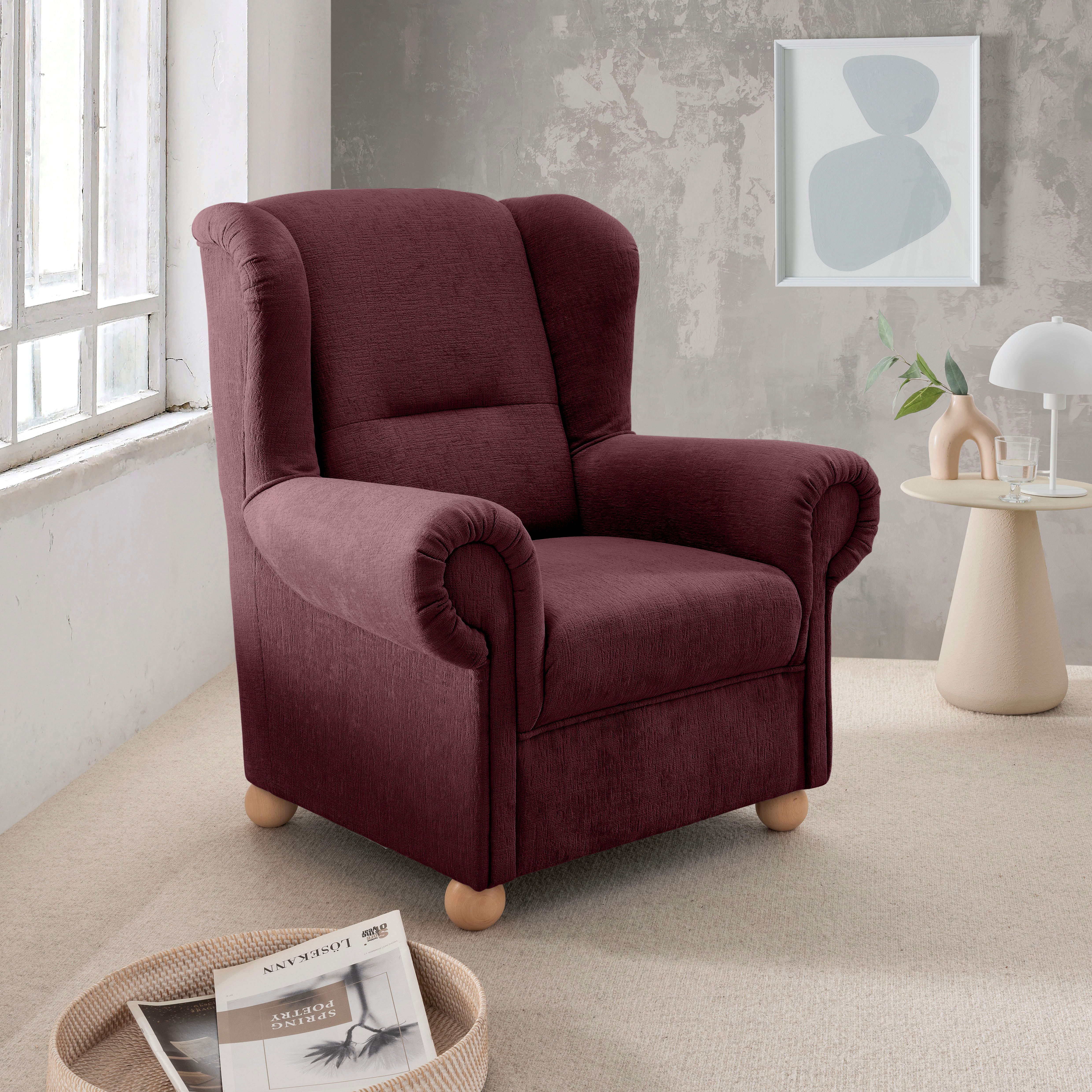 Home affaire Ohrensessel Torello Relaxsessel, toller Sitzkomfort, Breite 92cm, hohe Rückenlehne (1-St)