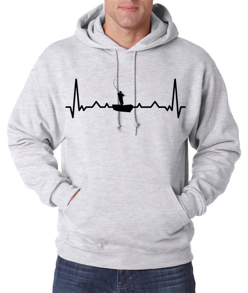 Youth Designz Kapuzenpullover Heartbeat Angeln Herren Hoodie Pullover mit Trendigem Angler Frontdruck