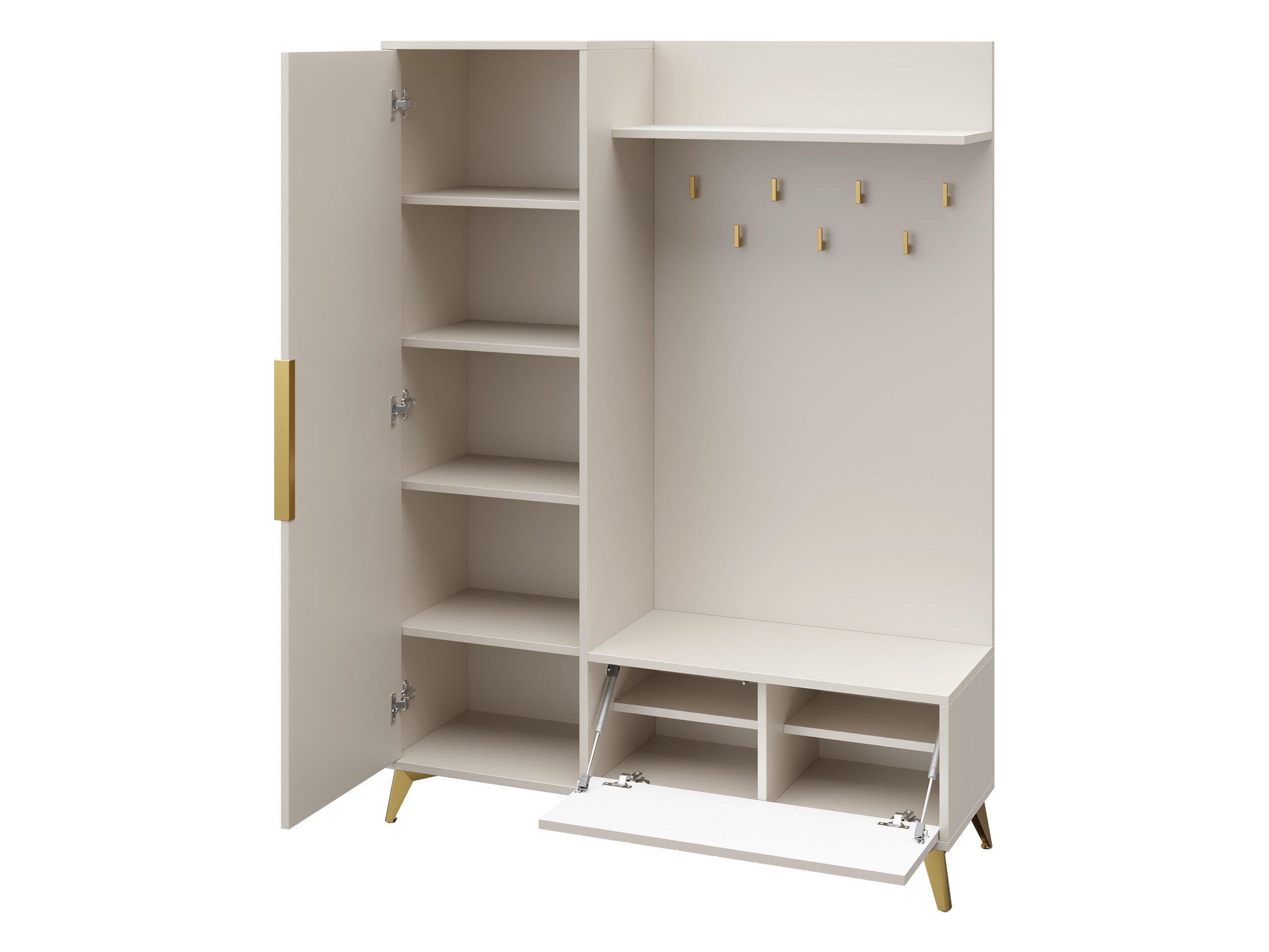 MIRJAN24 Garderoben-Set Xylix 1D1K, (mit Drehtür und Klappe), 134x40x180 cm, Frontspiegel – Bild 4 von 5