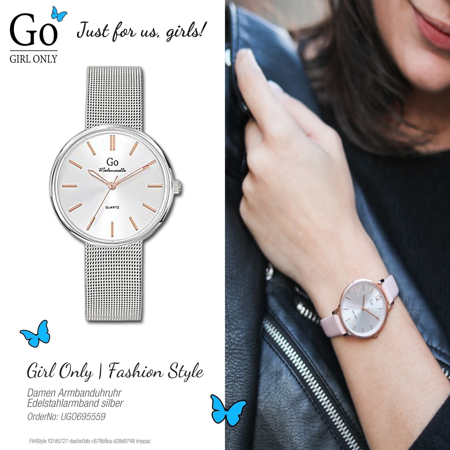 Girl Only Quarzuhr Girl Only GO Damen Armbanduhr, (Analoguhr), Damenuhr GO silber, mittel (ca. 34mm) Edelstahlarmband, Fashion-Style