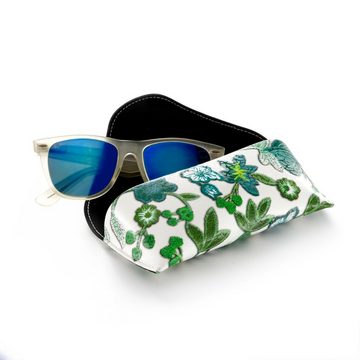 FEFI Brillenetui - blumiges Sonnenbrillen Etui, Set aus 1 Etui + hochwertigem Mikrofasertuch
