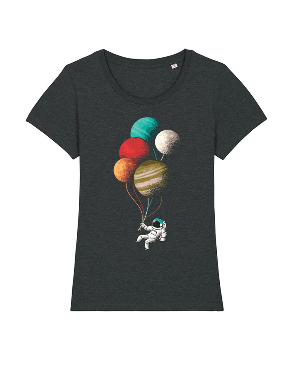 wat? Apparel Print-Shirt Balloon Spaceman (1-tlg) dunkelgrau meliert