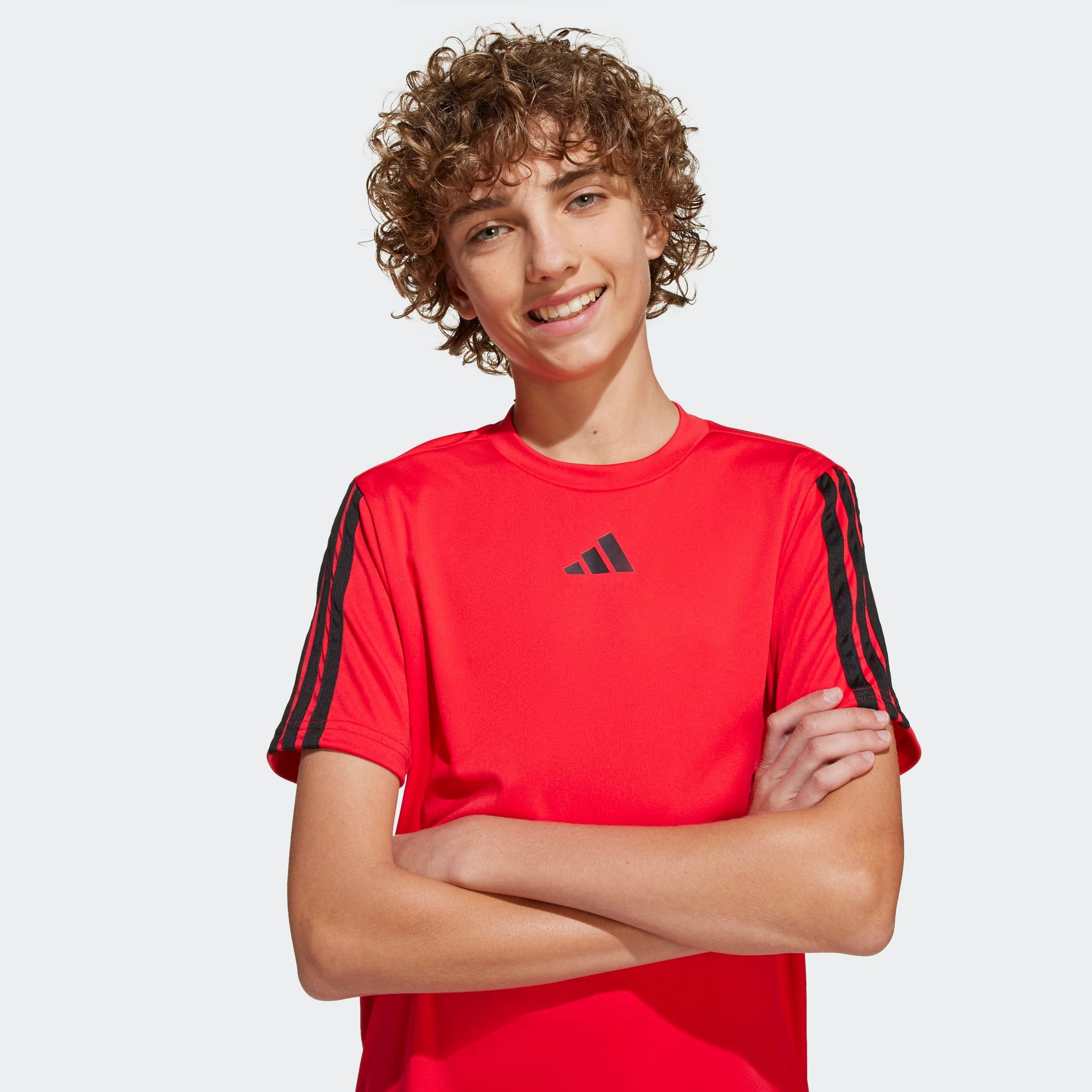 adidas Sportswear T-Shirt TRAIN ESSENTIALS 3-STREIFEN KIDS für Kinder, mit Rundhalsausschnitt, ohne Verschluss, aus Polyester