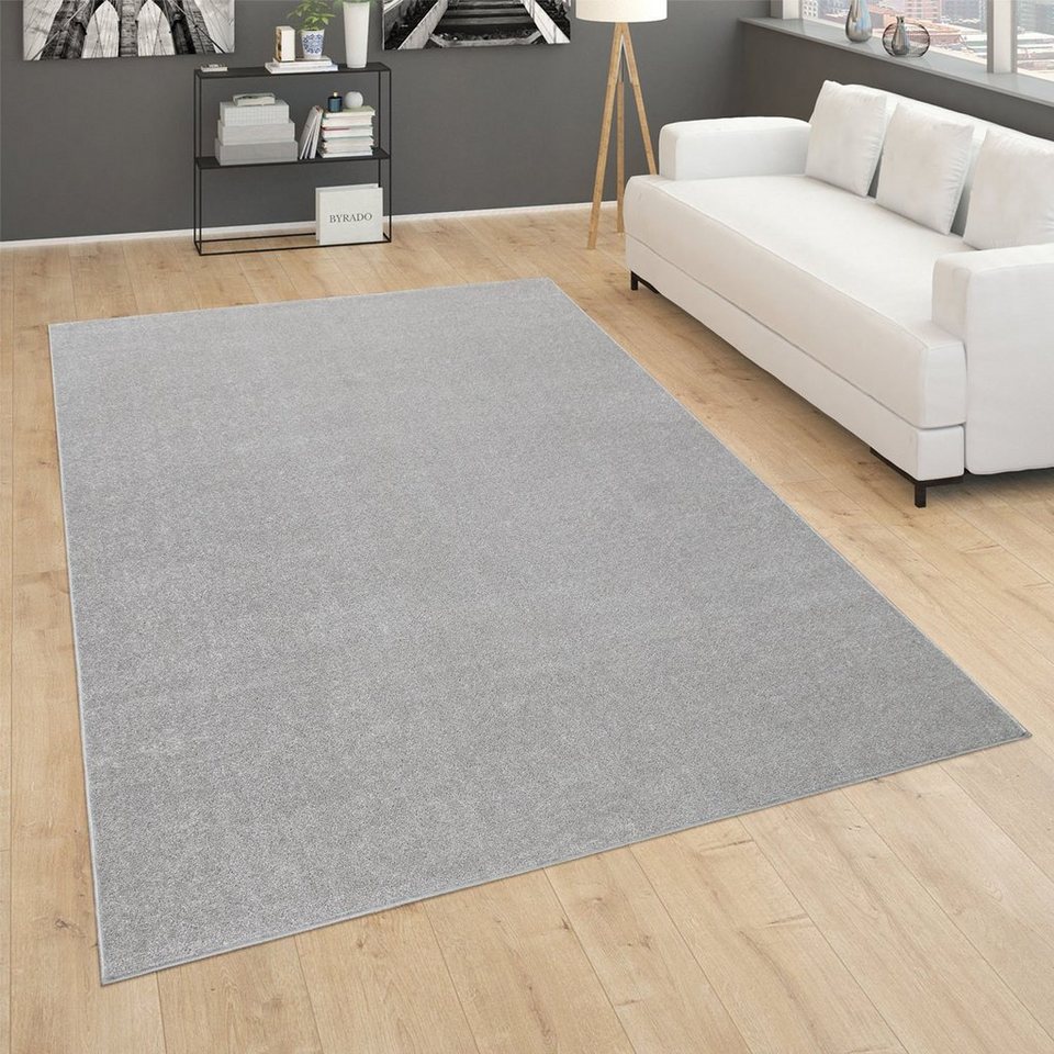 Teppich Porto 890, Paco Home, rechteckig, Höhe: 13 mm, Kurzflor, Uni-Farben,  ideal im Wohnzimmer & Schlafzimmer, robuste und pflegeleichte Qualität
