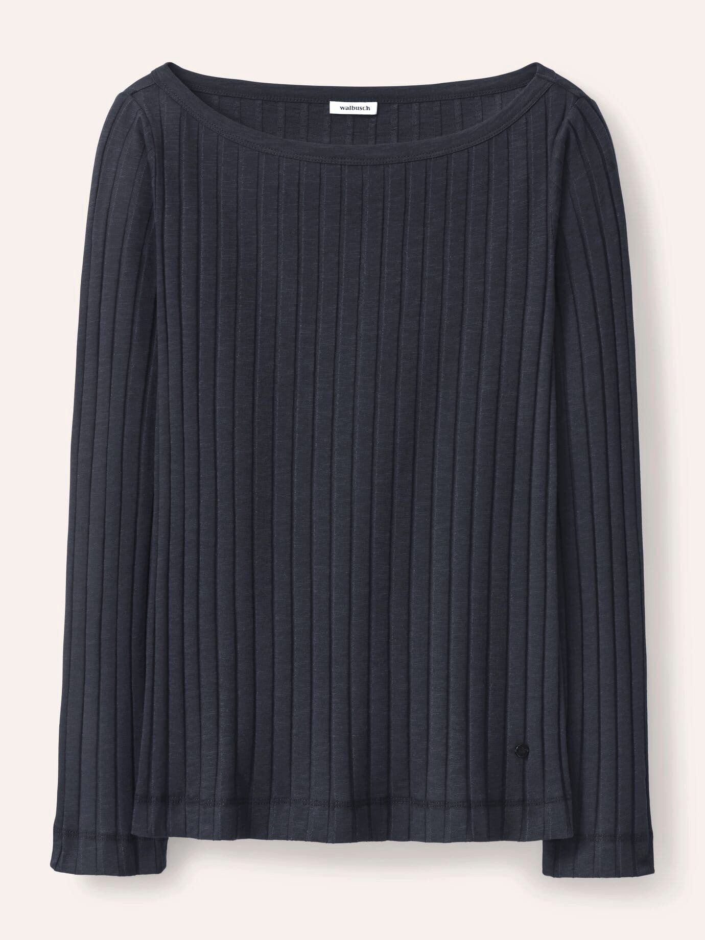 Walbusch Langarmshirt Damen Shirt mit Rippenstruktur LA U-Boot-Ausschnitt Langarm, U-Boot-Ausschnitt