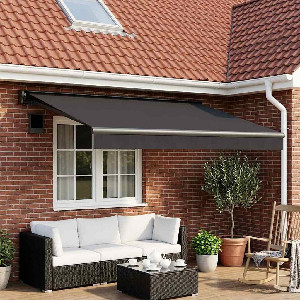 vidaXL Markise Markisenersatzstoff Anthrazit 350 x 250 cm Polyester (1-St) – Bild 2 von 5