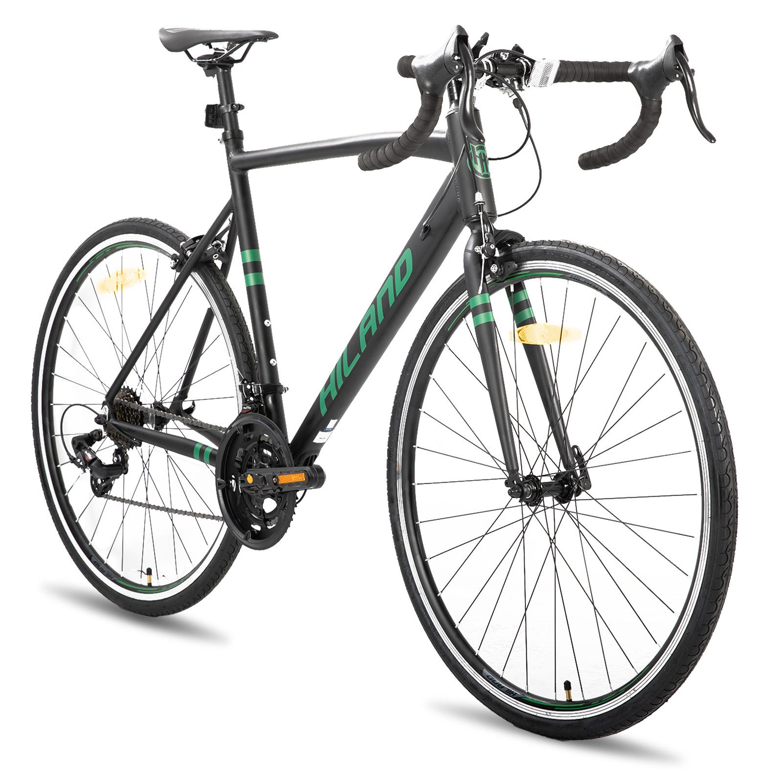 HILAND Rennrad 28 Zoll Rennrad, City Pendler Fahrrad für Männer Frauen, Leichtgewicht Aluminium Rahmen, 14-Gang, Felgenbremse