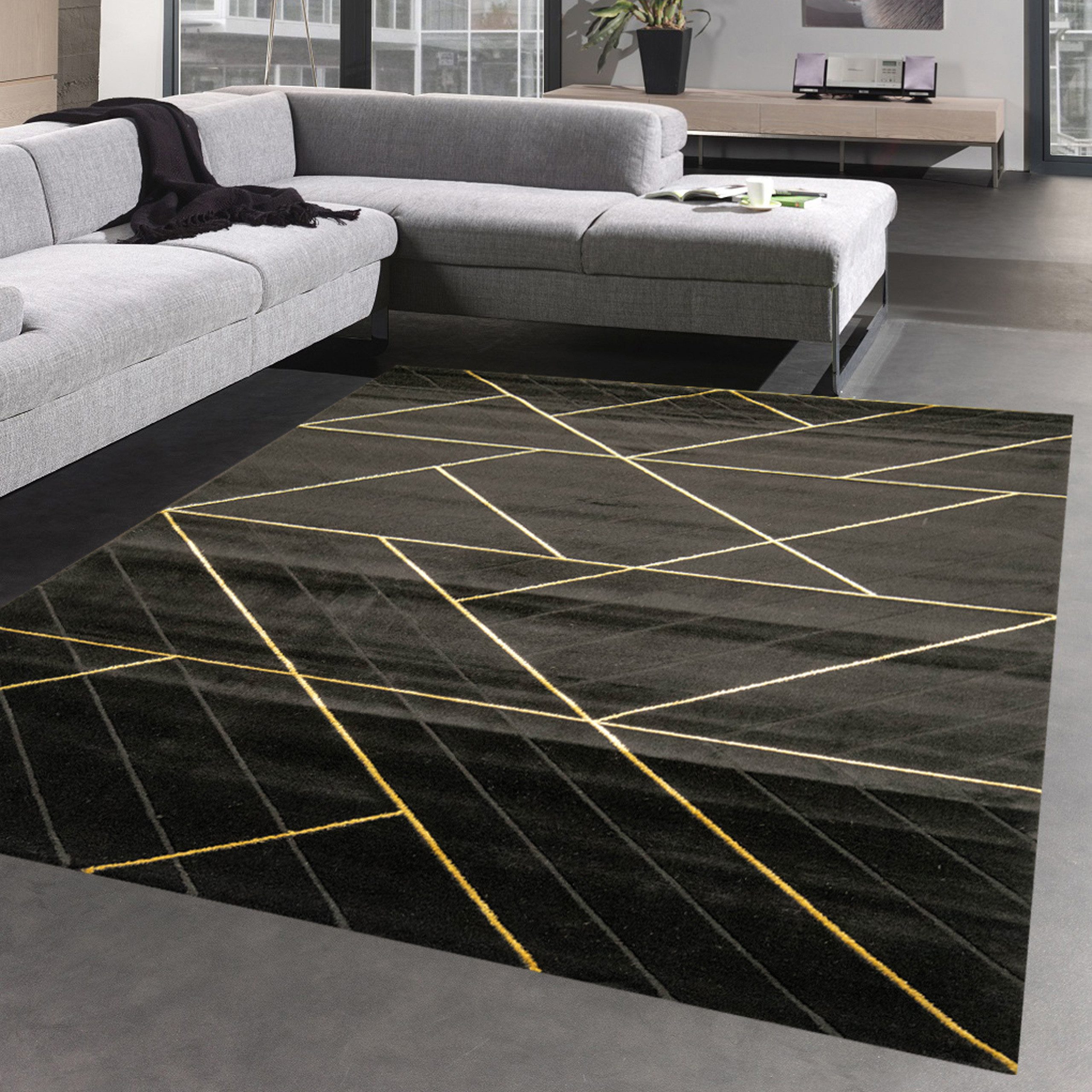 Carpetia Designteppich Modernes Glanzfaser-Design, rechteckig, Höhe: 12 mm, pflegeleicht, strapazierfähig, mit Glanzfasern