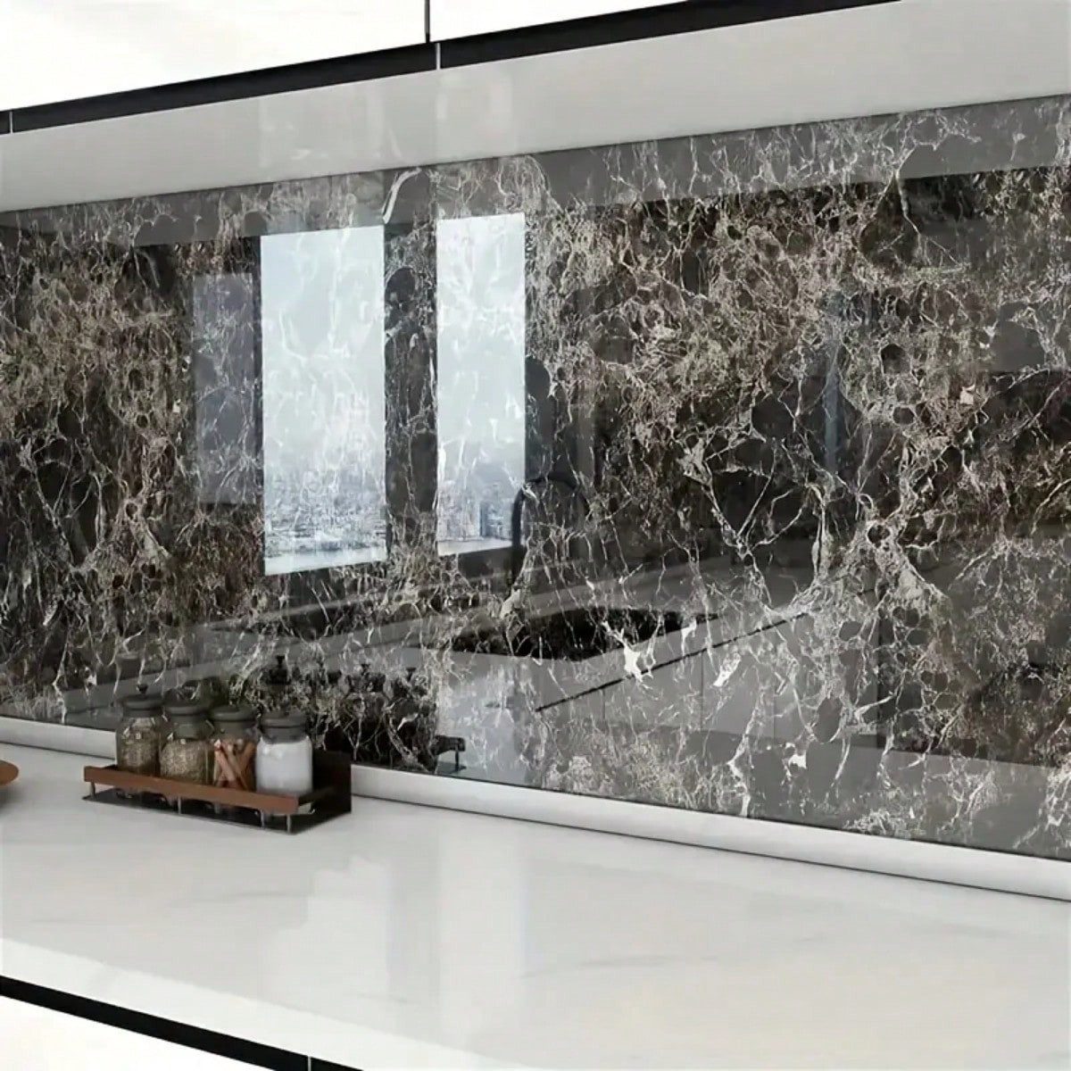 HomeBella Vinyltapete Selbstklebende Tapete – Wasserfest & Abziehbar, Feuchtigkeitsbeständige Wandtapete für Bad & Küche