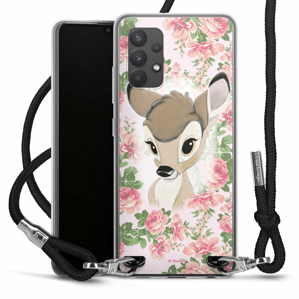 DeinDesign Handyhülle Bambi Disney Offizielles Lizenzprodukt Bambi Flower Child, Samsung Galaxy A32 4G Handykette Hülle mit Band Case zum Umhängen