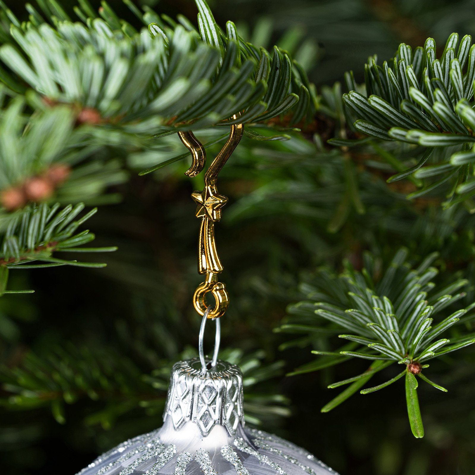 Navidacio Weihnachtsbaumkugel 60 Stück Weihnachtskugeln Haken Aufhänger Gold Vintage