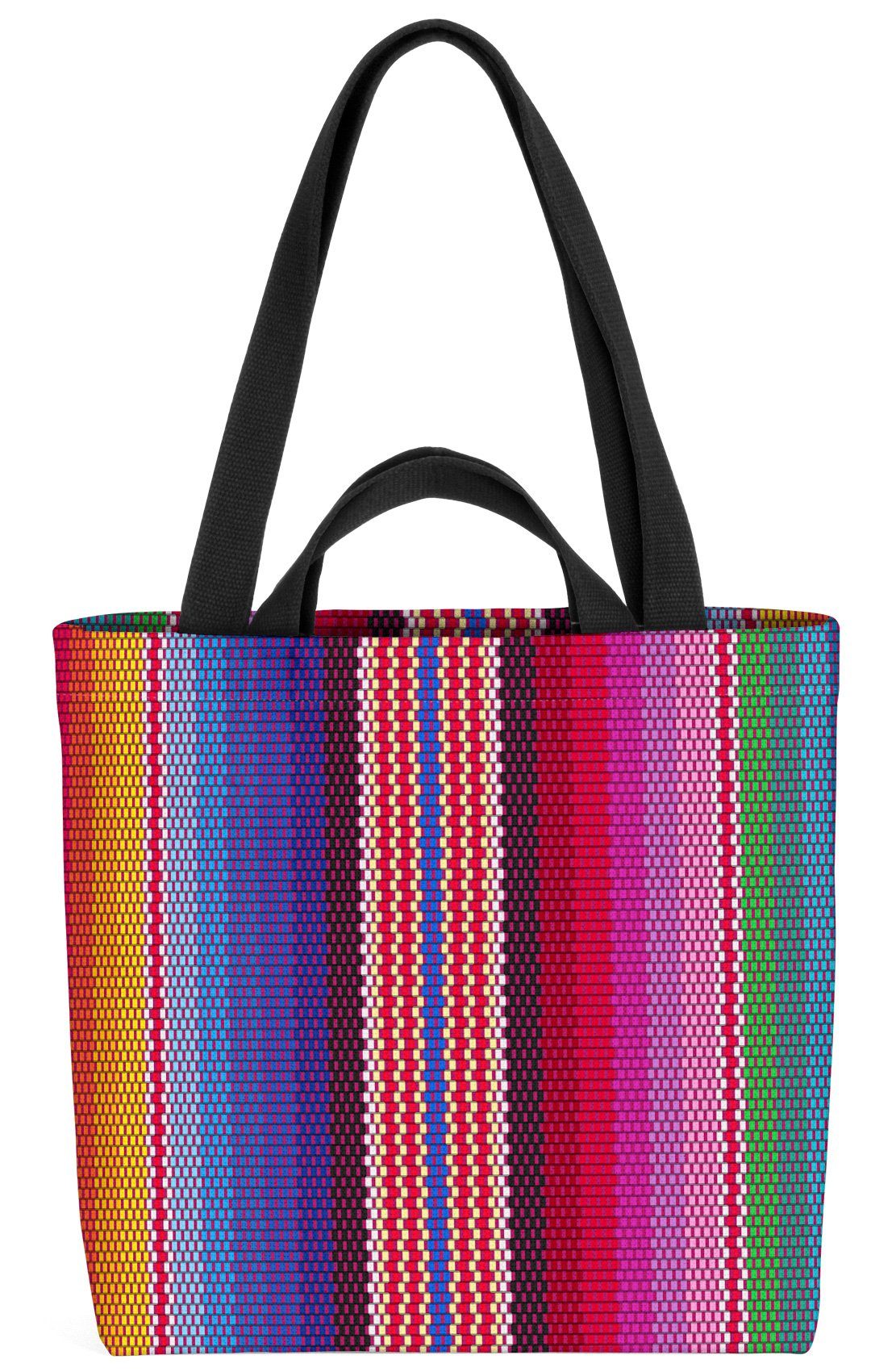 VOID Henkeltasche (1-tlg), Farbstreifen Farben Muster Handwerk Ethno ethnisch Maya Mexiko bunte