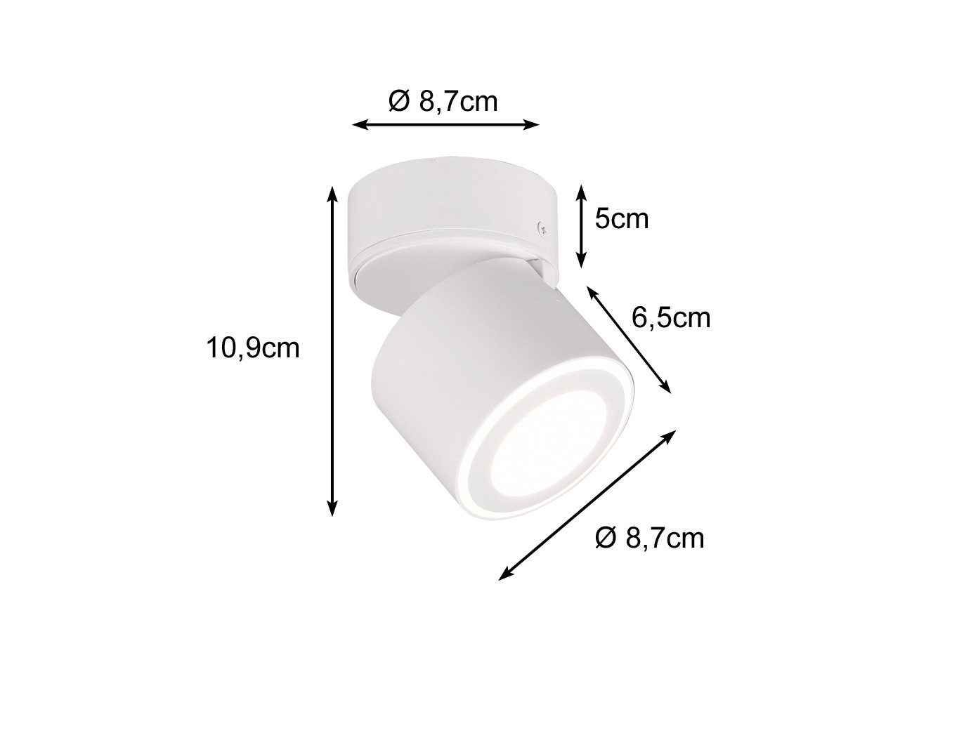 TRIO Leuchten LED Deckenstrahler, LED fest integriert, Warmweiß, Spot für Decke aus Metall, Aufputz oder Einbau-Strahler innen, Ø 9cm