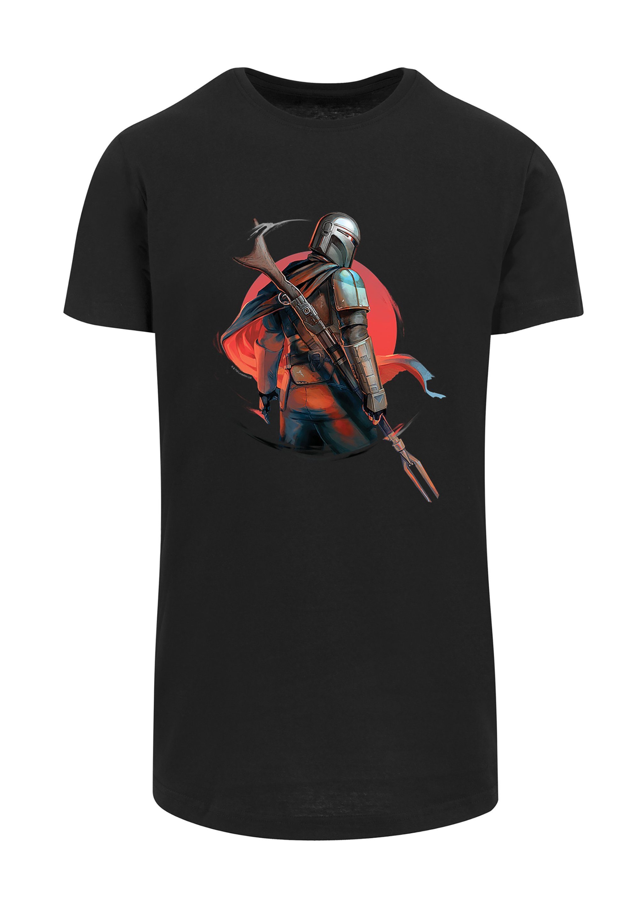 T-Shirt Star Sterne Blaster Baumwollstoff Rifle weicher Print, Tragekomfort Wars hohem The der mit Sehr Krieg F4NT4STIC Mandalorian