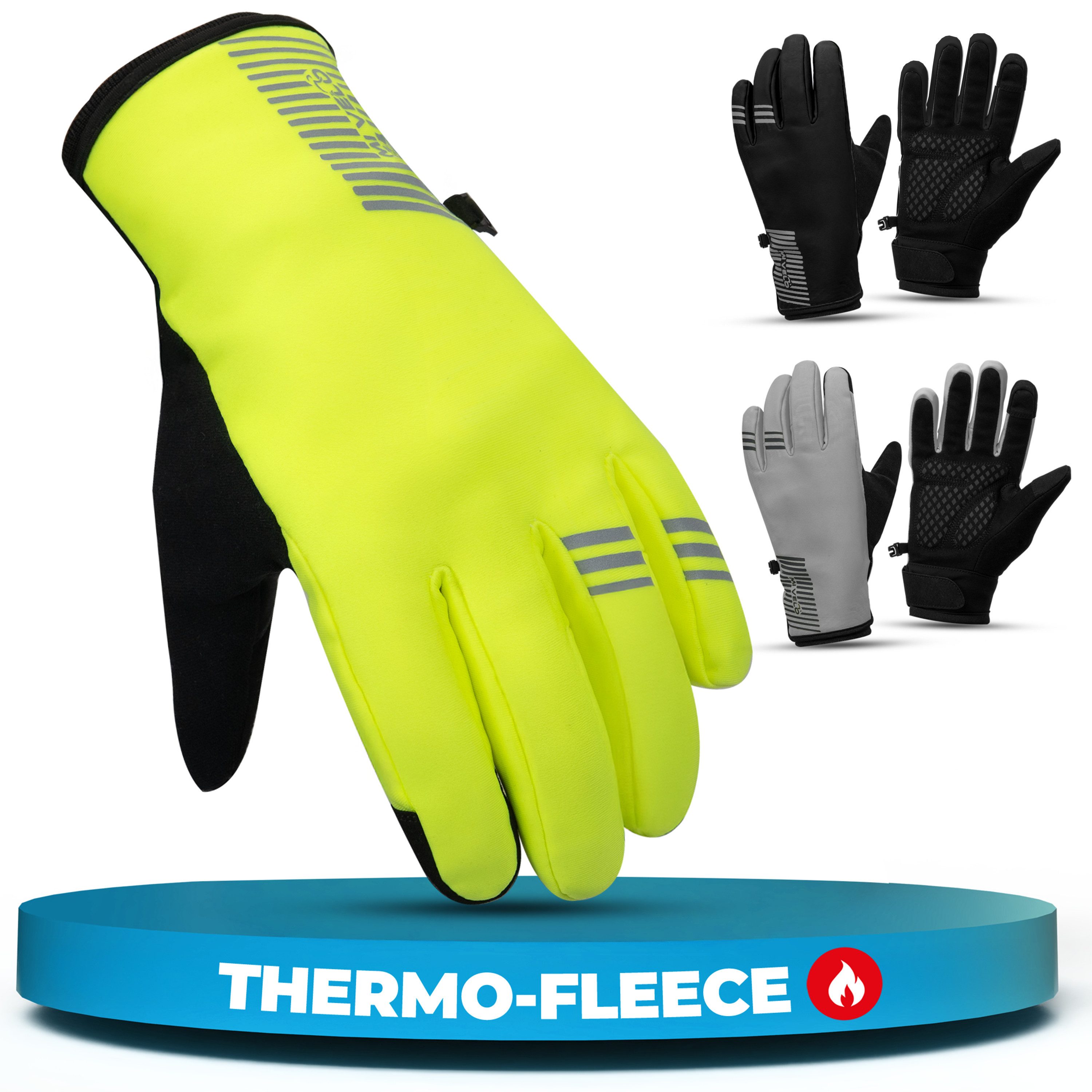 MIVELO Fahrradhandschuhe extra warme Thermo-Fleece Winterhandschuhe wasserfest und winddicht 3M-Thinsulate Isolierung