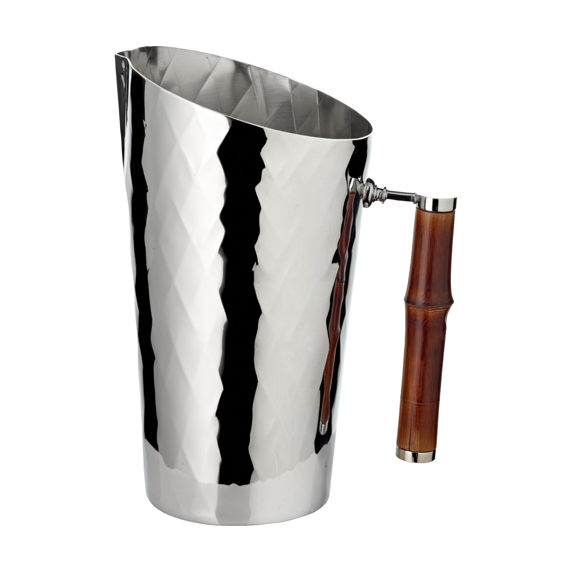 EDZARD Wasserkrug Jana, (1,2 Liter), mit Bambusgriff, Edelstahl, glänzend vernickelt
