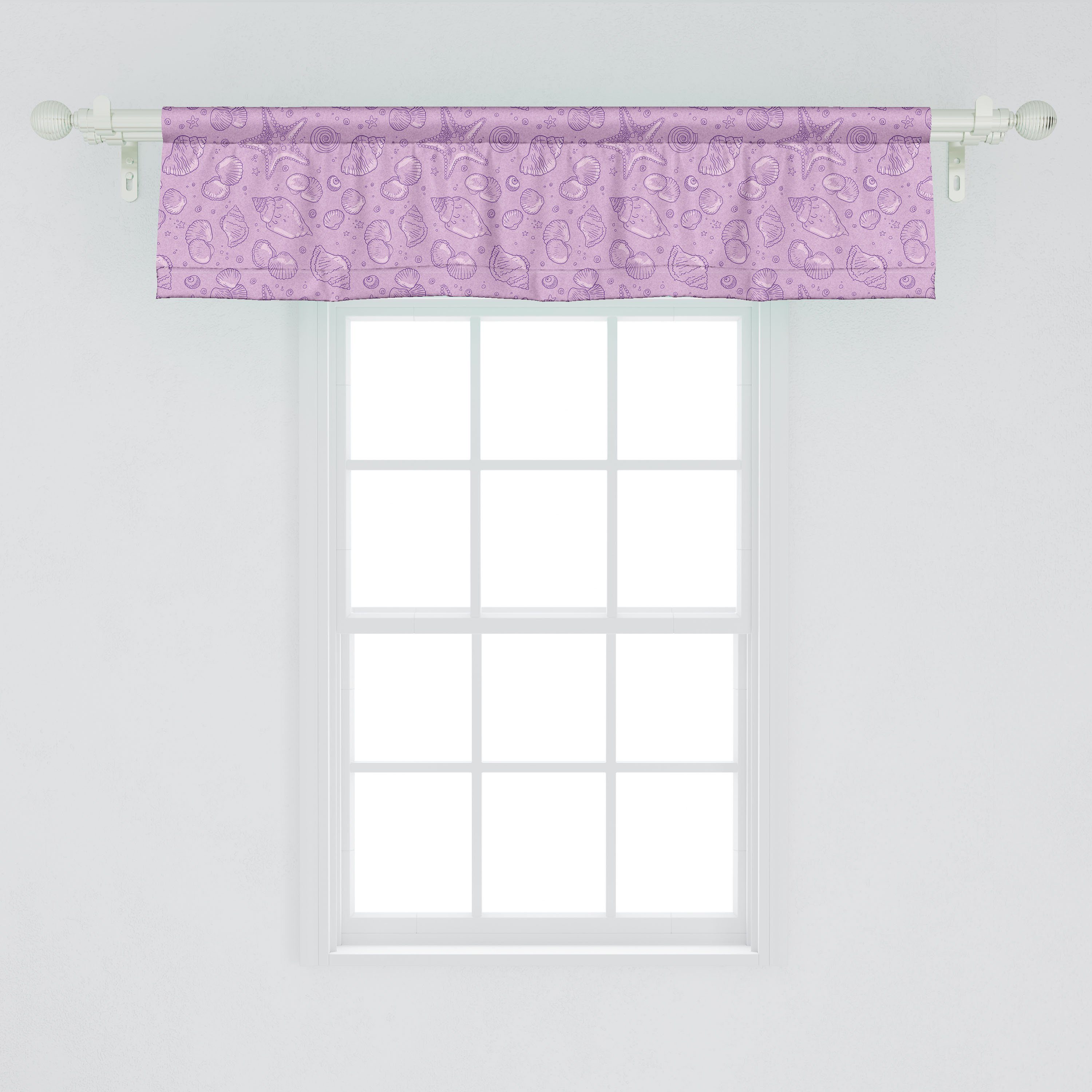 Scheibengardine Vorhang Volant Abakuhaus, Küche für Stangentasche, mit Marine-Muscheln Dekor in Ozean Tönen Schlafzimmer violetten Microfaser