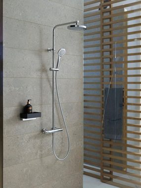 Duravit Duschsystem B.1 Duschsystem mit Thermostat und EasyClean-Funktion, 1 Strahlart(en), Komplett-Set, Brauseschlauch mit Verdrehschutz, mit Strahlart Rain, Kopfbrause verstellbar, Chrom