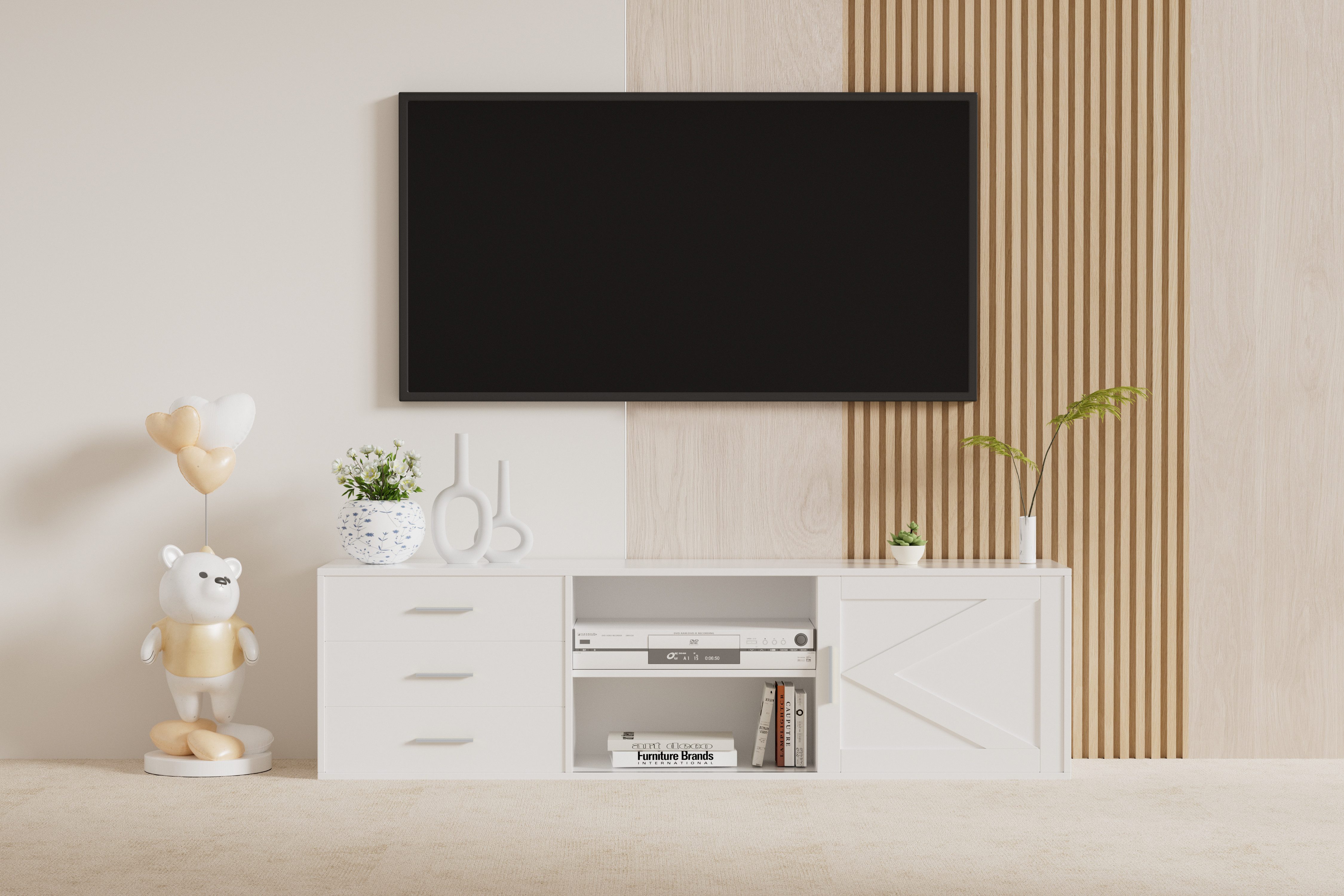 HOMAVO Lowboard TVG1-S mit 3 Schubladen & Schiebetür, 160 cm, FSC® zertifiz günstig online kaufen