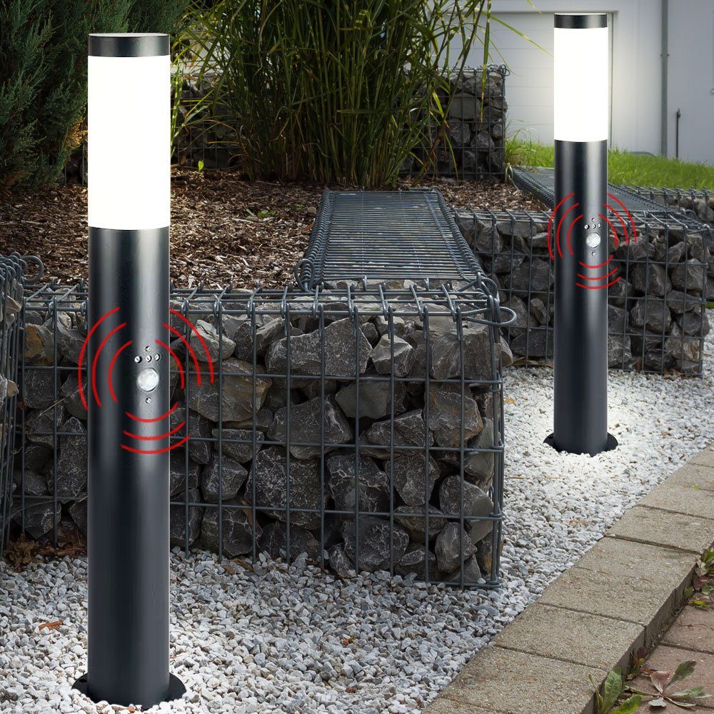 LED Sensor 80 RGB cm Außen-Stehlampe, - LED anthrazit Außen Stehleuchte Steh Bewegungsmelder Lampe FERNBEDIENUNG etc-shop