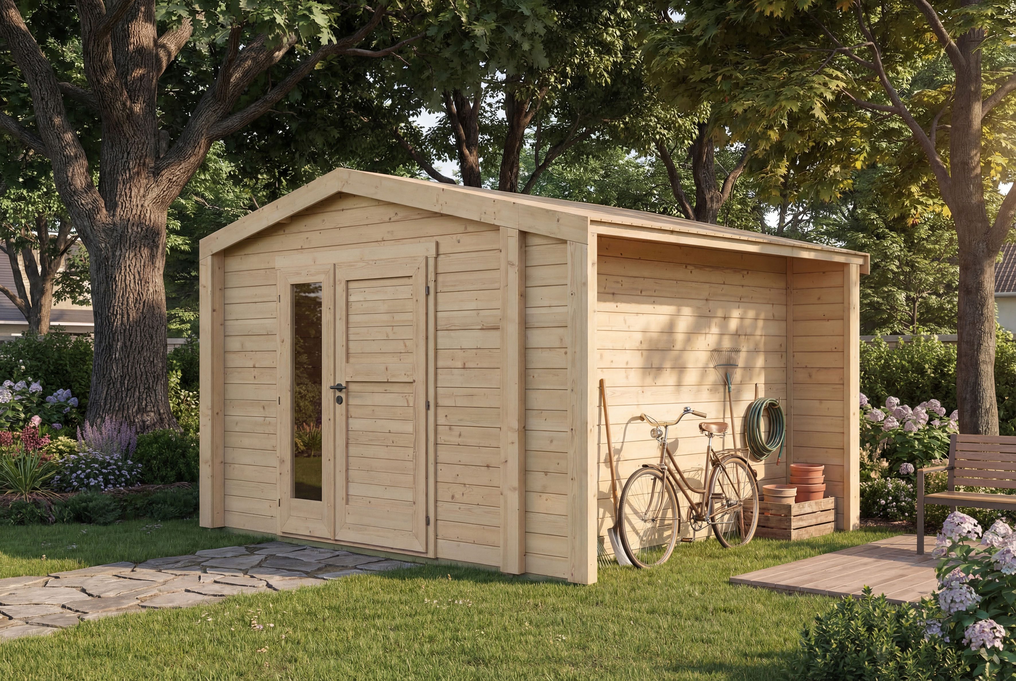 weka Gartenhaus Killarney, BxT: 361x313 cm, Doppeltür, 1 1/2 Seite mit Fenster