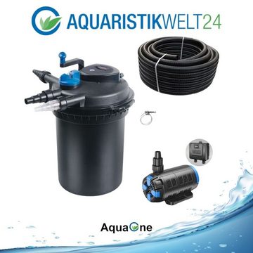 Aquaone Teichfilter AquaOne Teich Filteranlage Set Nr.23 CPF 10000 Druckfilter regelbare 18-80W Eco Teichpumpe Teichgröße bis 12000l Teichschlauch