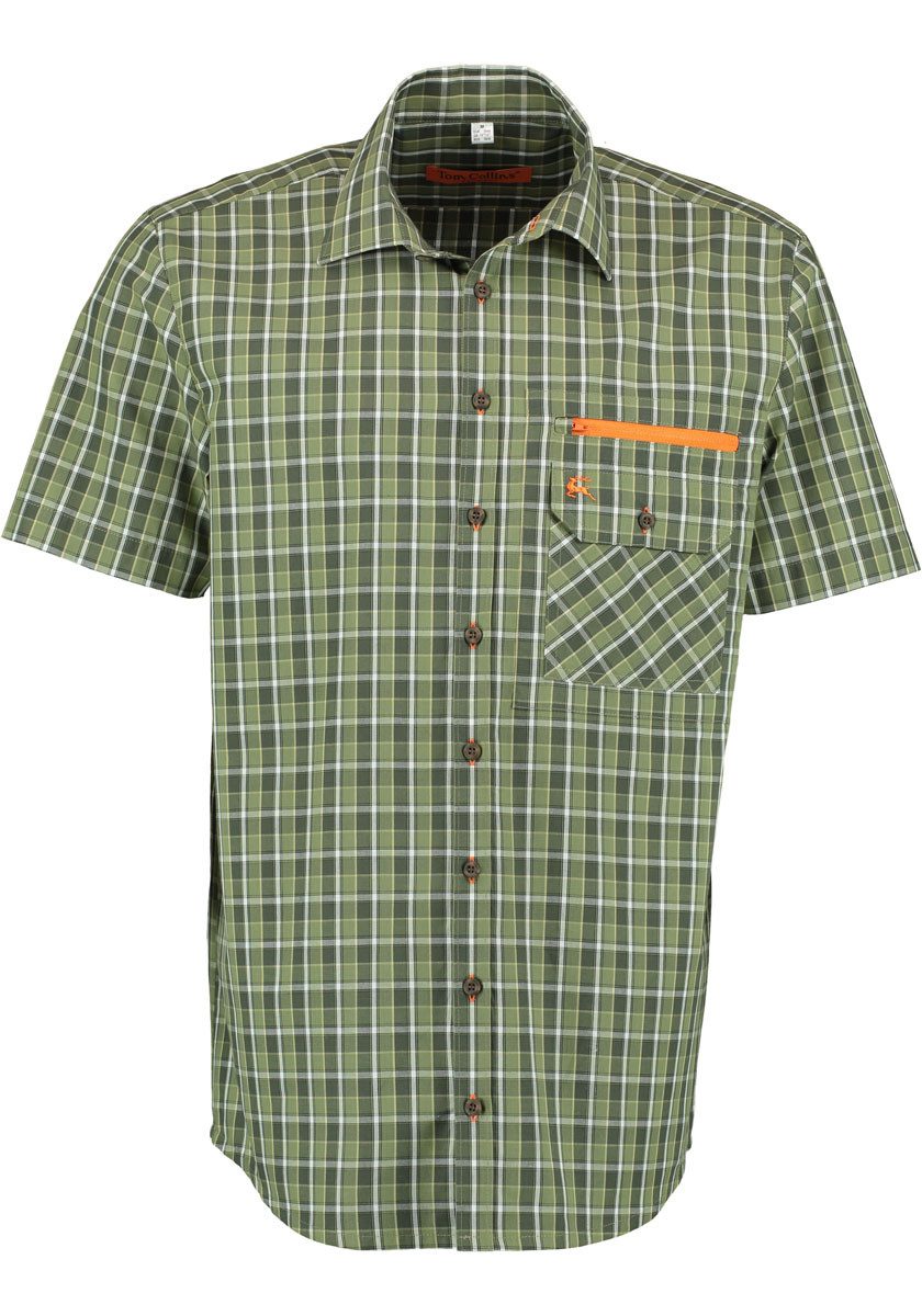 Tom Collins Outdoorhemd Rojad Herren Kurzarm Jagdhemd mit Hirsch-Stickerei auf der Brusttasche