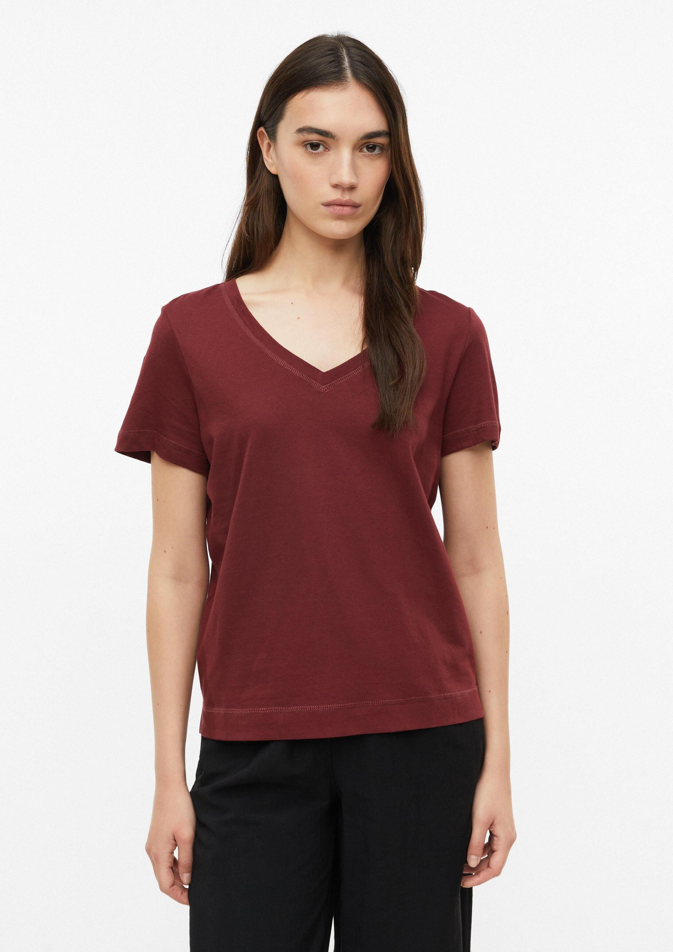 s.Oliver Kurzarmshirt T-Shirt Baumwollshirt mit V-Ausschnitt