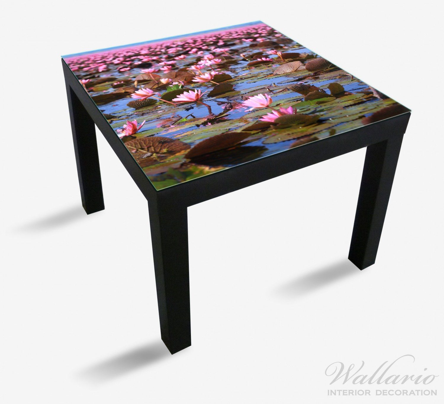 Wallario Tischplatte Seerosenlandschaft Tisch Lack St), Ikea für rosa (1 geeignet mit Blüten