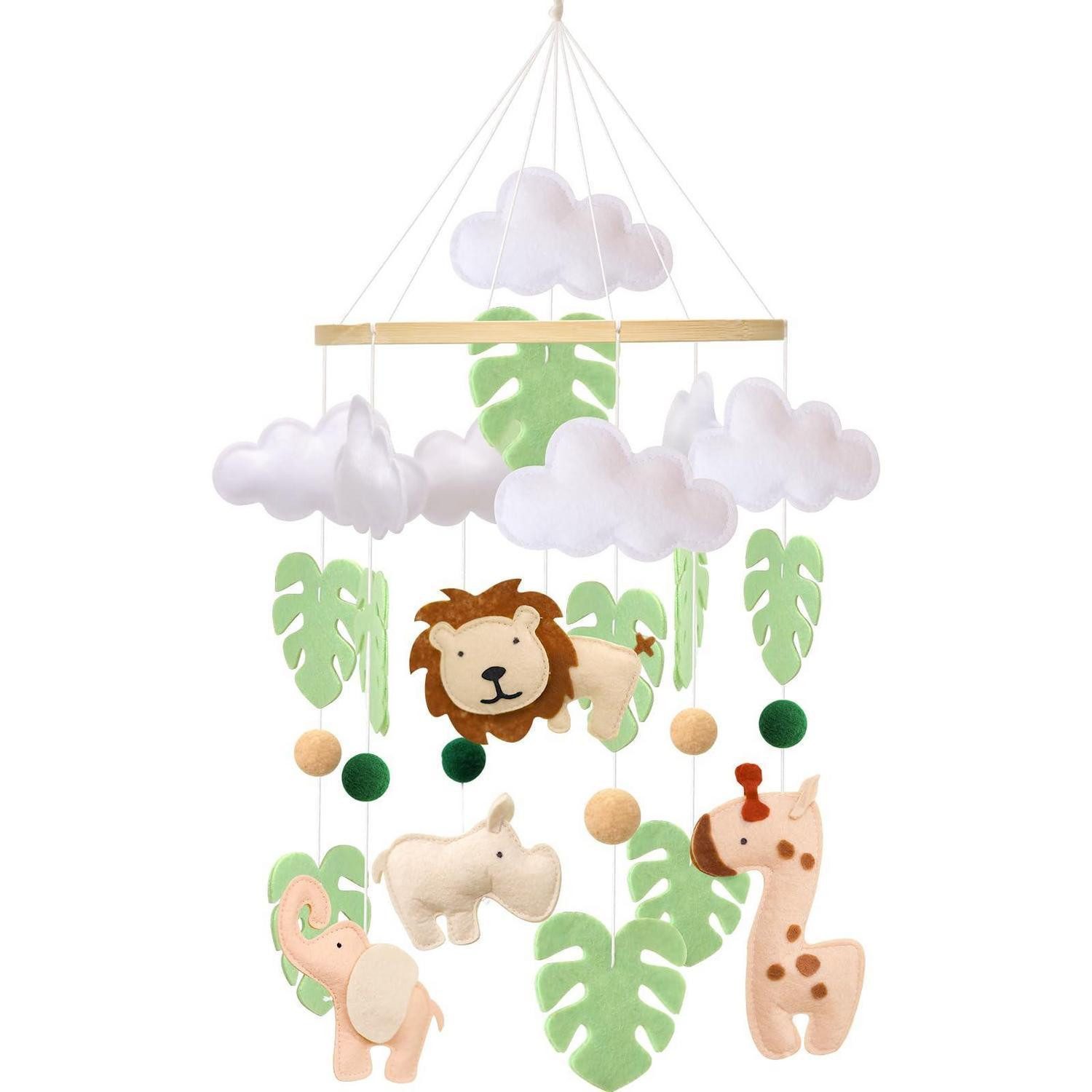 LuxusKollektion Mobile Mobile Waldtiere Giraffe Löwe Elefant Filz für Babyzimmer