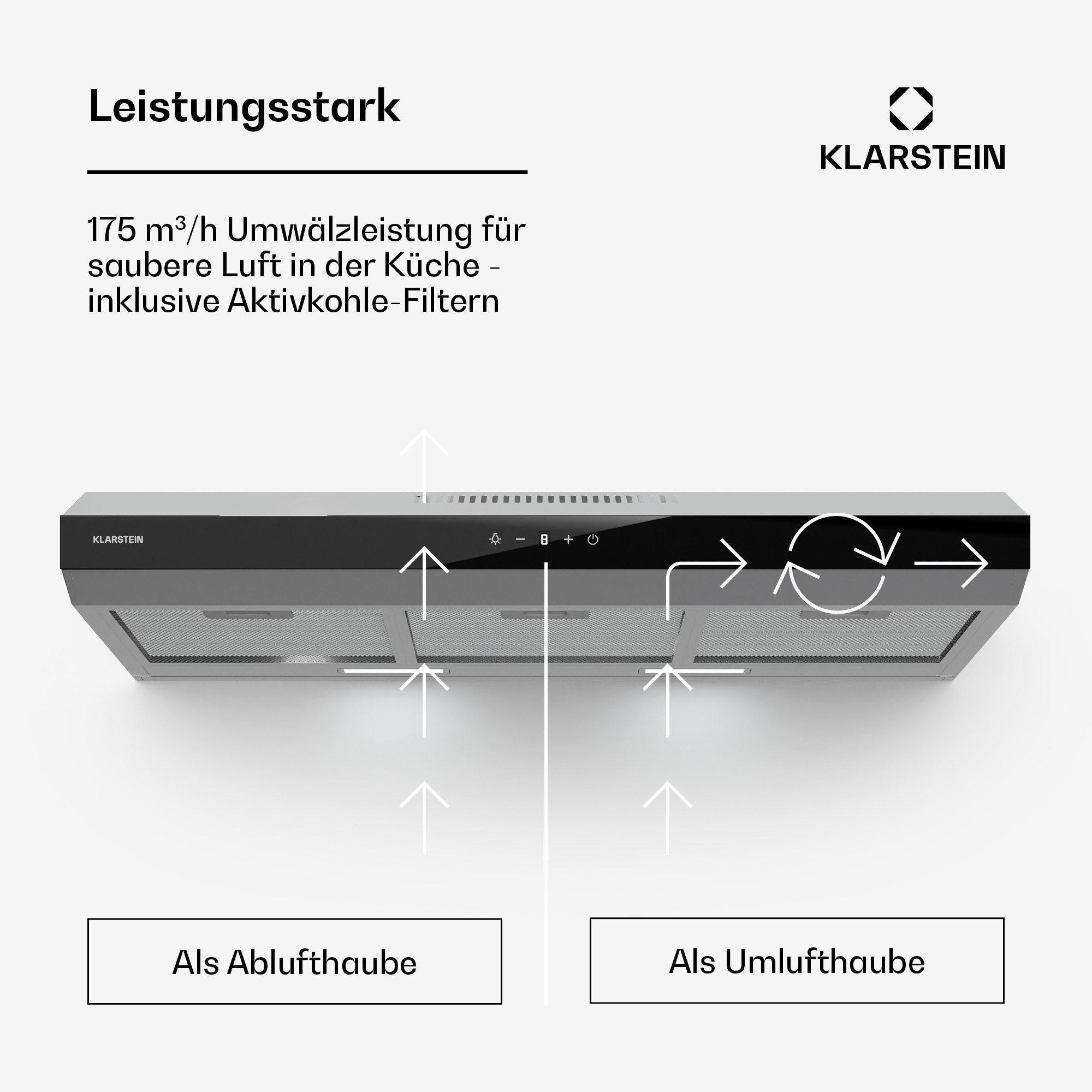 Klarstein Deckenhaube Contempo Neo 90 Dunstabzugshaube Unterbauhaube Abluft Umluft LED – Bild 3 von 5