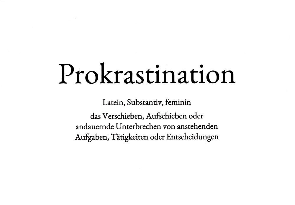 Wortschatz- Postkarte "Prokrastination"