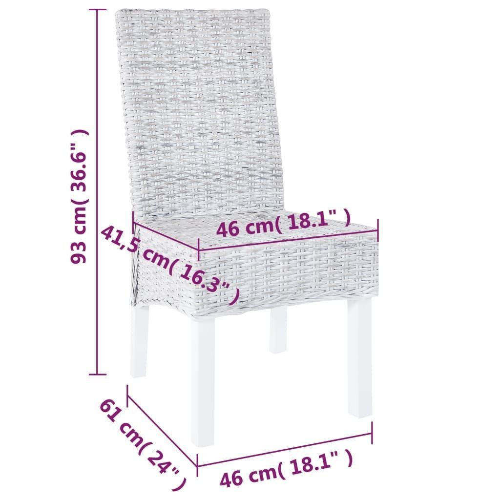 Kubu in Mangoholz mit 61x46x93 Abmessungen Oberfläche. möbelando Esszimmerstuhl Rattan (LxBxH) aus getünchter und (2er-Set), Hellbraun cm 296103