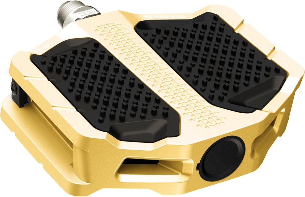 Shimano Plattformpedale SHIMANO Pedal PD-EF205 Gold Flat Pedal - für City und Trekking, Gold