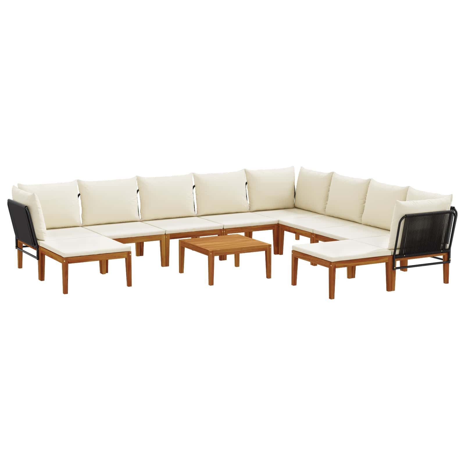 vidaXL Sofaelement 11 stk. Massives nholz & Seil Natur (11 St)